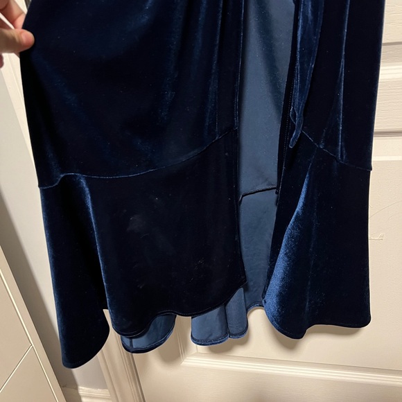 Navy Blue Velvet Housecoat - Picture 2 of 6